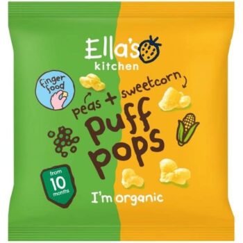 Ella's Kitchen Organic Peas & Sweetcorn Puff Pops Multipack Baby Snack 10+ Months (4 x 9g)