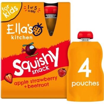 Ella's Kitchen Organic Squishy Snack Apple Strawberry + Beetroot 3+ Years (4 x 100g)