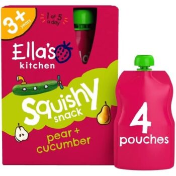 Ella's Kitchen Organic Squishy Snack Pear Cucumber 3+ Years (4 x 100g)