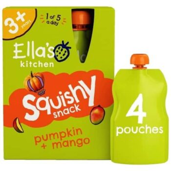 Ella's Kitchen Organic Squishy Snack Pumpkin Mango 3+ Years (4 x 100g, 400g)