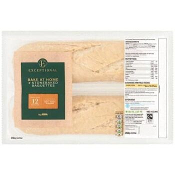 Exceptional by ASDA Bake at Home Stonebaked Baguettes (2 x 125g, 250g)