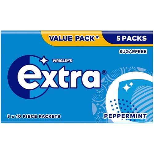 Extra Peppermint Sugarfree Chewing Gum Multipack 5x10 Pieces