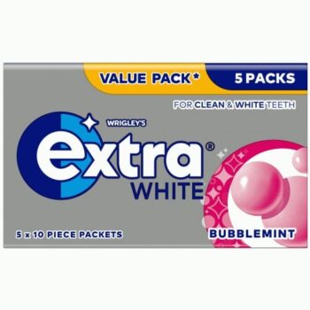 Extra White Bubblemint Sugarfree Chewing Gum Pieces Multipack 5x10 (5x10 x 70g)