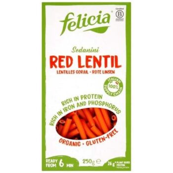 Felicia Gluten Free Organic Red Lentil Protein Sedanini Pasta (250g)