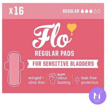 Flo Sensitive Bladder Bamboo Regular Pads with Wings (16 pads) Discreet Light Incontience Ultra-Thin +Hypoallergenic