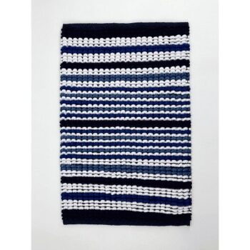 George Home Blue Striped Chenille Bath Mat