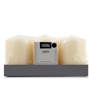 George Home Unscented Cream Pillar Candles