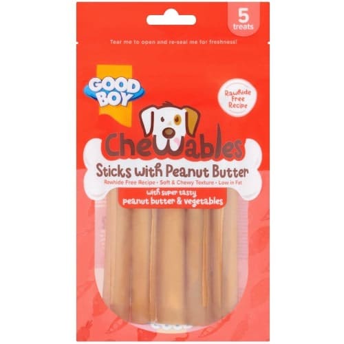 Good Boy Chewables Dog Treats 5 Peanut Butter Sticks (100g)
