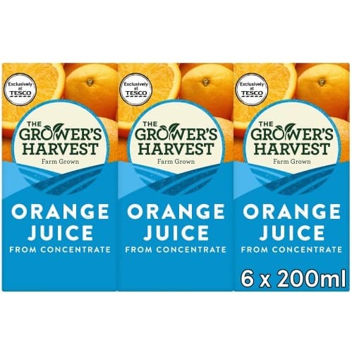 Growers Harvest Orange Juice From Concentrate (6 x 200ml)