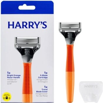 Harry's 5 Blade Cartridge & Handle Razor Bright Orange (1)