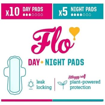 Here We Flo FLO Natural Bamboo Sanitary Pads Combo Pack Ultra Thin Winged Day & Night