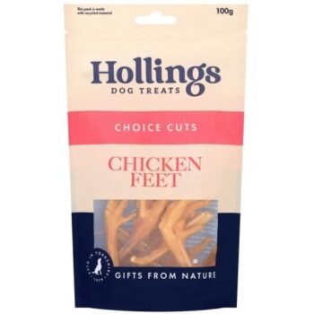 Hollings 100% Natural Chicken Feet Dog Treats (100g)