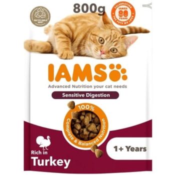 Iams Dry Cat Rich In Turkey For Sensitive Digestion 1+ Years (800g)