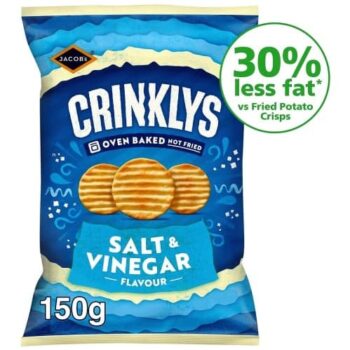 Jacob's Crinklys Salt & Vinegar Snacks Share Bag (150g)