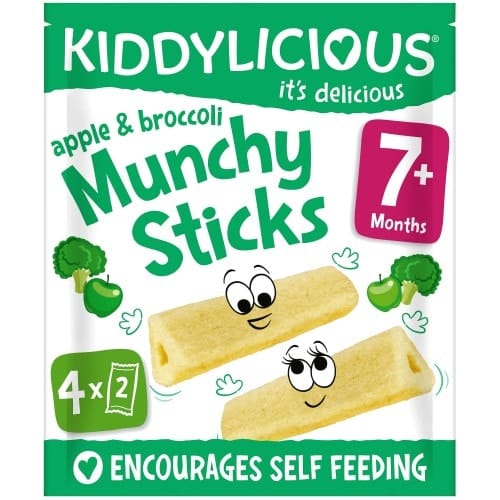 Kiddylicious Apple & Broccoli Munchy Sticks Baby Snacks (4 x 4g)
