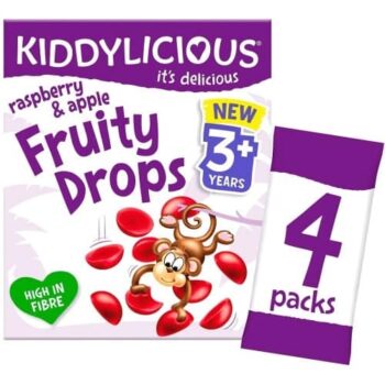 Kiddylicious Raspberry & Apple Fruity Drops 3+ Years & Multipack (4 x 16g)