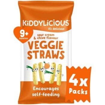 Kiddylicious Sour Cream & Chive Veggie Straws (4 x 12g)