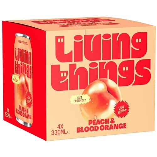 Living Things Peach & Blood Orange Soda (4 x 330ml)