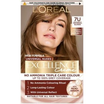 L'Oreal Excellence Universal Nudes Blonde 7U Hair Dye with Complexion Flattering Reflects