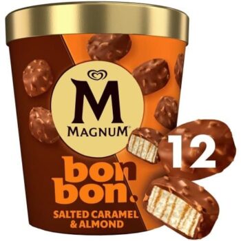 Magnum Bon Bon Ice Cream Frozen Snack Salted Caramel & Almond (12 x 204ml)