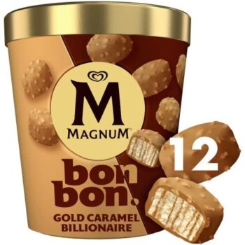 Magnum Bonbon Gold Caramel Billionaire Ice Cream Frozen Snack (12 x 204ml)