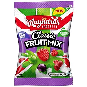 Maynards Bassetts Classic Fruit Mix Candy Sweets Sharing Bag (110g)