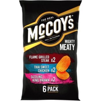 McCoy's Mighty Meaty Ridge Cut Meaty Chips Multipack Crisps (6 x 25g)