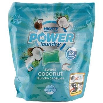Mighty Power Laundry Capsules Sweet Coconut (22Pack)
