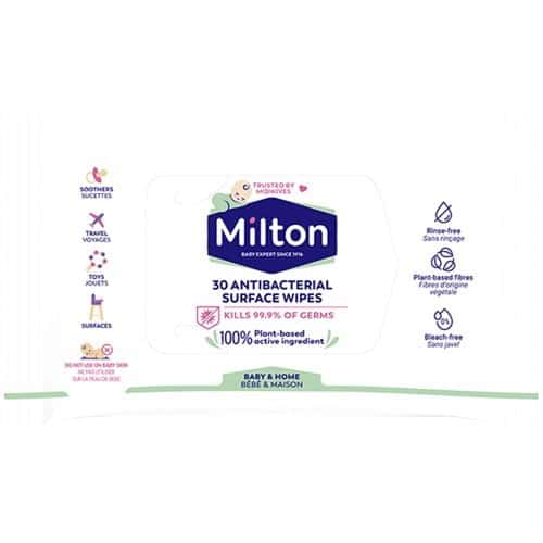 Milton Biodegradable Antibacterial Surface Wipes (30)