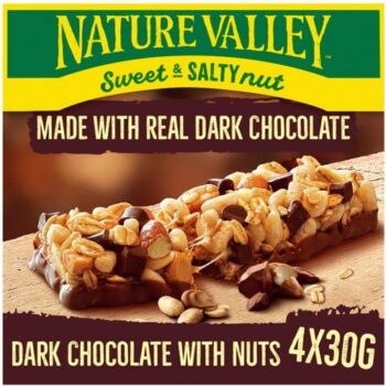 Nature Valley Sweet & Salty Nut Dark Chocolate with Nuts Bars (4 x 30g, 120g)