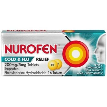 Nurofen Cold & Flu Relief Ibuprofen Decongestion Tablets (16 x 200mg, 5mg)