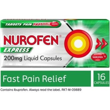 Nurofen Express Ibuprofen Liquid Capsules 16x200mg Pain Relief (16 x 200mg)