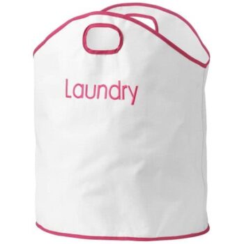 Oxford Laundry Bag White Hot Pink Dual Handled