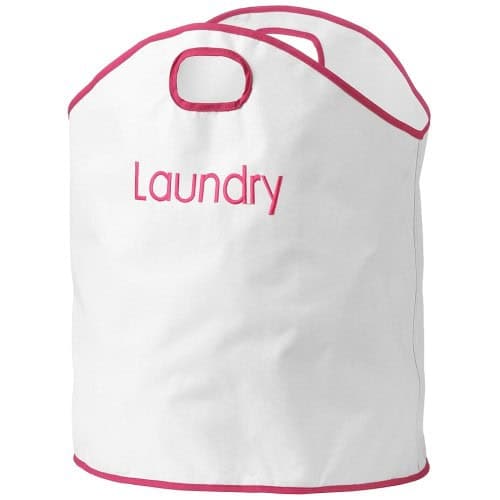 Oxford Laundry Bag White Hot Pink Dual Handled