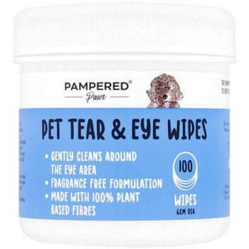 Pampered Paws 100 Pet Tear & Eye Wipes