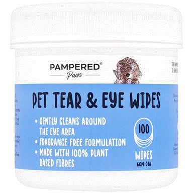 Pampered Paws 100 Pet Tear & Eye Wipes
