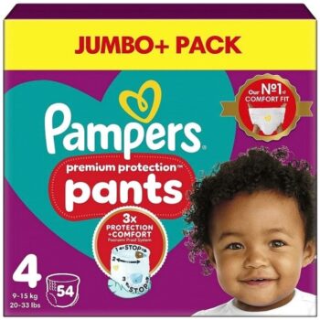 Pampers Active Fit Nappy Pants Size 4 Jumbo+ Pack (54 x 9kg, 15kg)