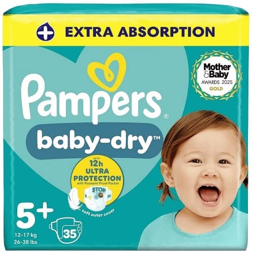 Pampers Baby-Dry Nappies Size 5+ Essential Pack 35