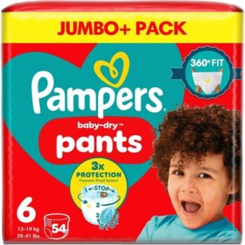 Pampers Baby-Dry Nappy Pants Size 6 Jumbo+ Pack (54 x 14kg, 19kg)