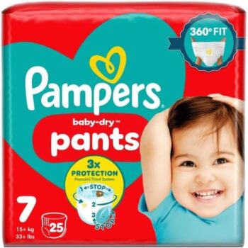 Pampers Baby-Dry Nappy Pants Size 7 Essential Pack (25)