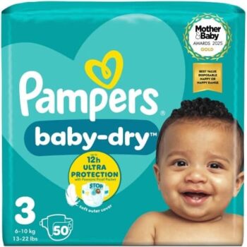 Pampers Baby-Dry Size 3 50 Nappies Essential Pack (50)