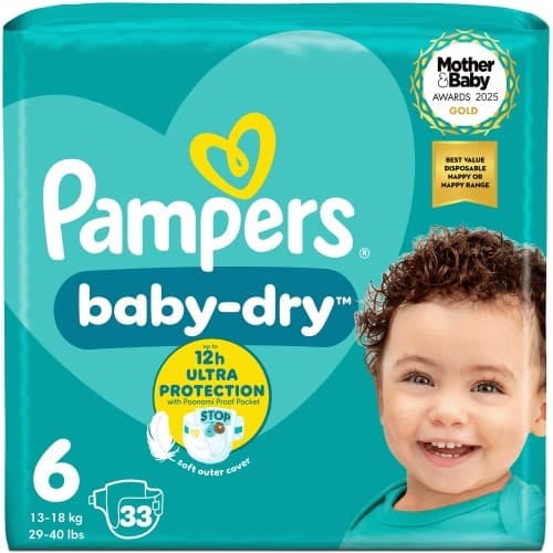 Pampers Baby-Dry Size 6 Nappies Essential Pack (33)