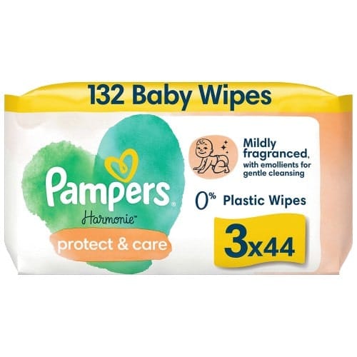 Pampers Harmonie Protect & Care Baby Wipes Plastic Free 3 Packs