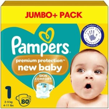 Pampers New Baby Size 1 Jumbo+ Pack 80 Nappies
