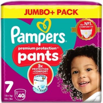 Pampers Premium Protection Nappy Pants Size 7 40 Nappies Jumbo+ Pack (40)