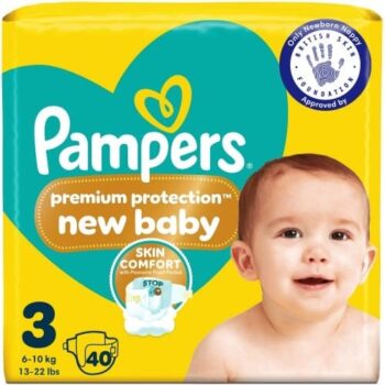 Pampers Premium Protection New Baby Nappies Size 3 Essential Pack (42 x 6kg, 10kg)
