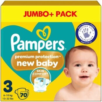 Pampers Premium Protection New Baby Nappies Size 3 Jumbo+ Pack (70)