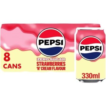 Pepsi Cola Zero Sugar Strawberries 'N' Cream Flavour Cans (8 x 330ml)