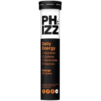 Phizz Daily Energy Orange Hydration Caffeine Electrolytes & Vitamins Effervescent Tablets (20)