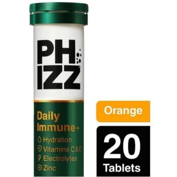 Phizz Daily Immune+ Orange Hydration Immunity Electrolytes & Vitamins Effervescent Tablets (20)